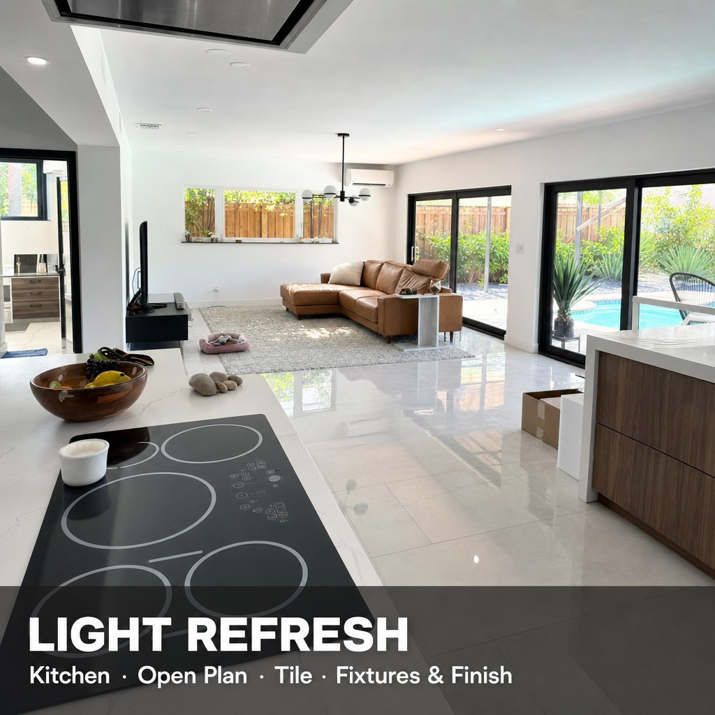 Recent work in Broward — kitchen: tile, fixtures and finish work