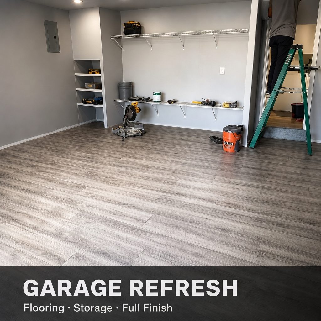 Recent work in Broward — garage: flooring, storage build-out and full finish