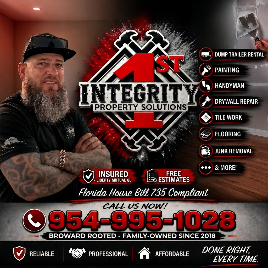 Matt — Owner, 1st Integrity Property Solutions. Broward County handyman & property maintenance. Honest Work. Fair Prices. Real People.